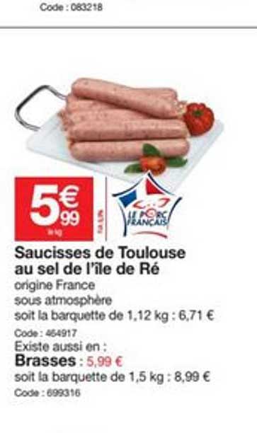 saucisses de toulouse au sel de l'île de ré brasses
