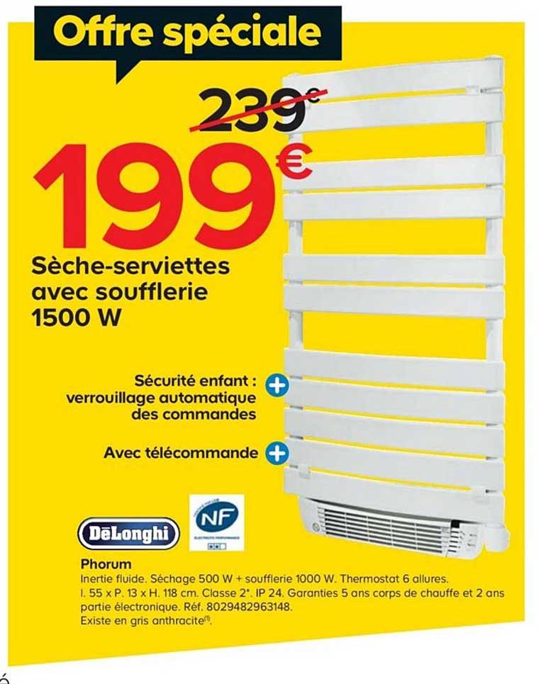 Sèche Serviettes Avec Soufflerie 1500 W Delonghi