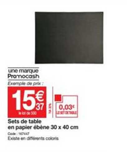 sets de table en papier ébène 30 x 40 cm