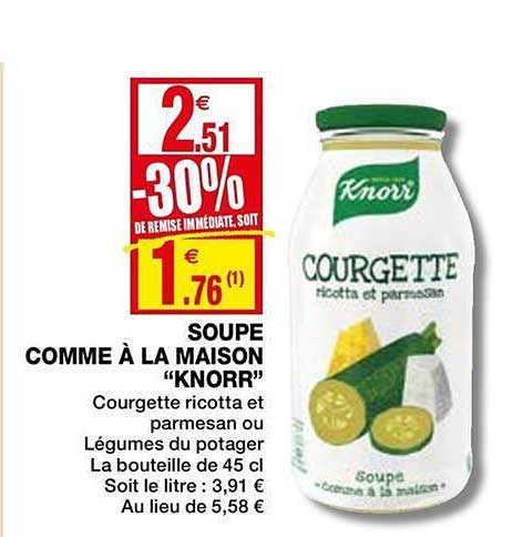 soupe comme à la maison knorr -30% remise immédiate