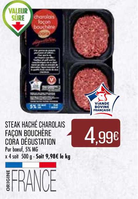 steak haché charolais façon bouchère cora dégustation