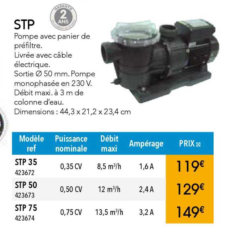 stp pompe avec panier de préfiltre