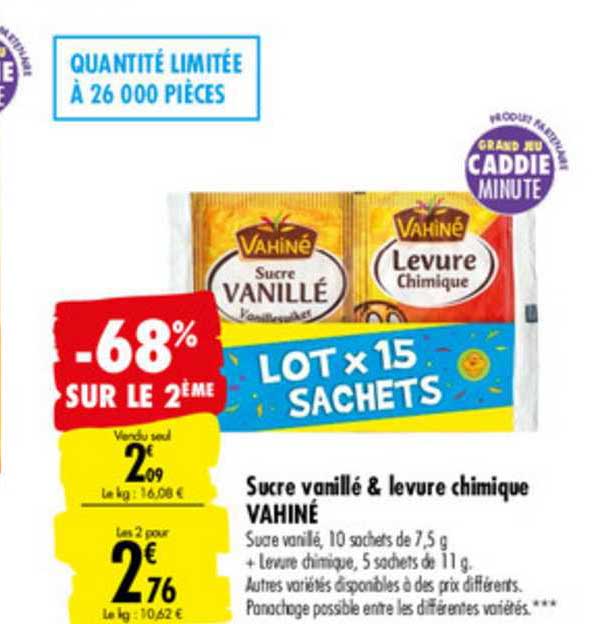 Sucre Vanillé & Levure Chimique Vahiné -68% Sur Le 2ème