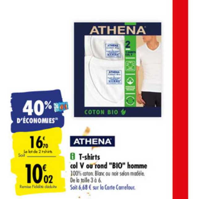 t shirts col v ou rond bio homme athena