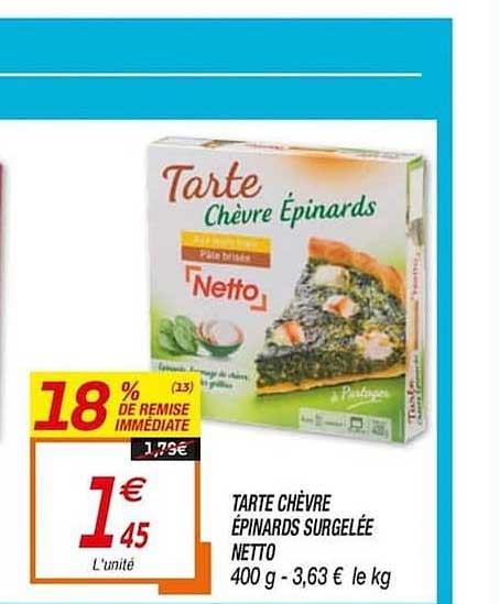 Tarte Chèvre épinards Surgelée 18% De Remise Immédiate