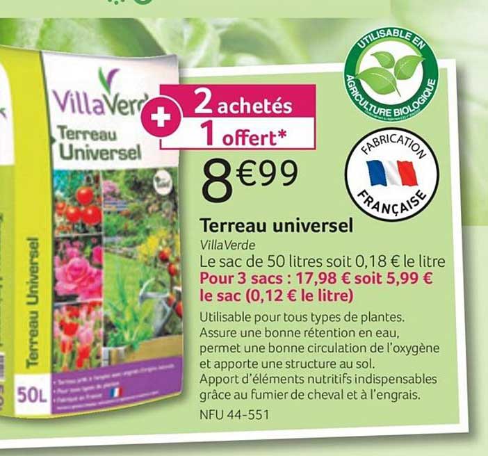 Terreau Universel Villaverde 2 Achetés + 1 Offert