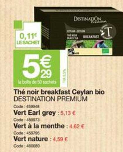 thé noir breakfast ceylan bio destination premium