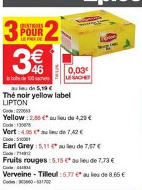 thé noir yellow label lipton