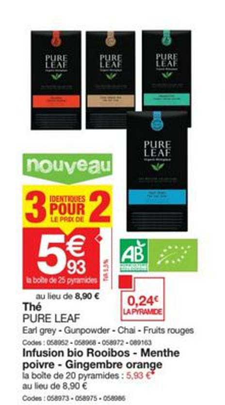 thé pure leaf infusion bio rooibos menthe poivre gingembre orange