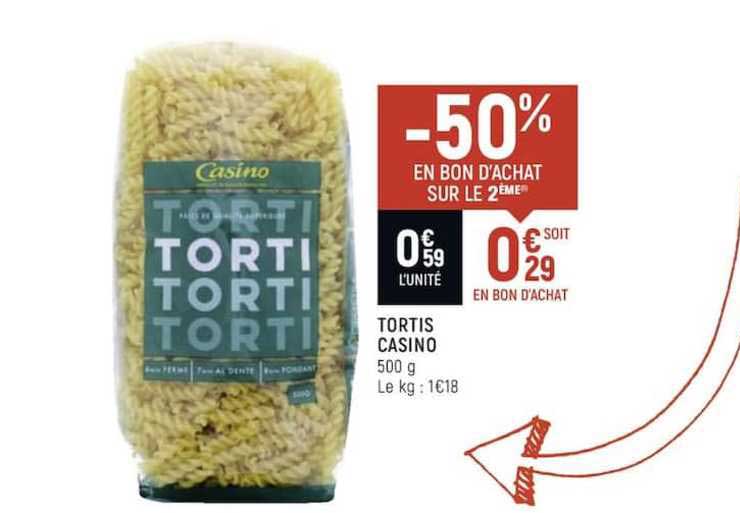 tortis casino -50% en bon d'achat sur le 2ème