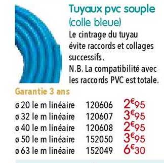 tuyaux pvc souple colle bleue