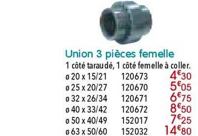 union 3 pièces femelle