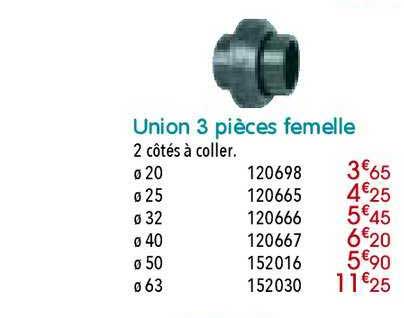 union 3 pièces femelle