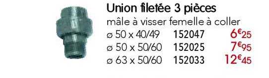 union filetée 3 pièces