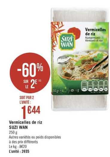 vermicelles de riz suzi wan -60% sur le 2e