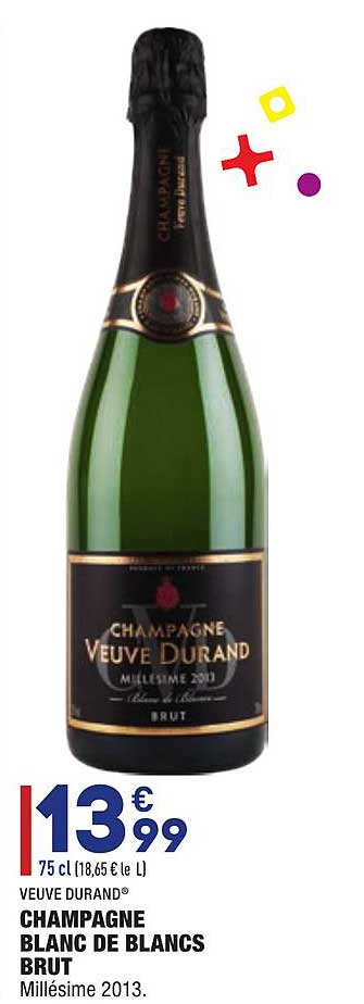 veuve durand champagne blanc de blancs brut millésime 2013