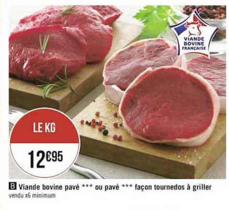 viande bovine pavé ou pavé façon tournedos à griller
