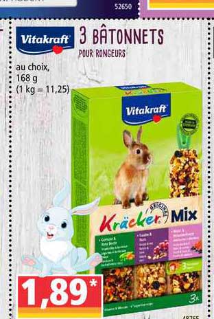vitakraft 3 bâtonnets pour rongeurs