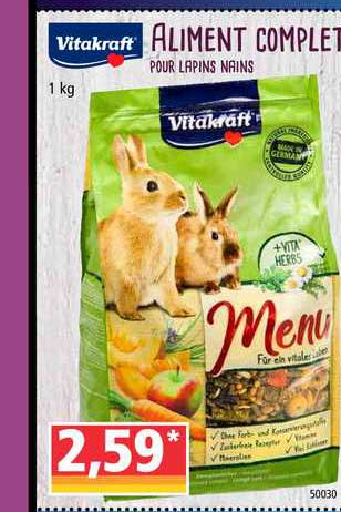 vitakraft aliment complet pour lapins nains