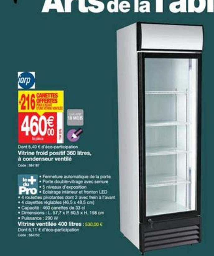 vitrine froid positif 360 litres, à condenseur ventilé