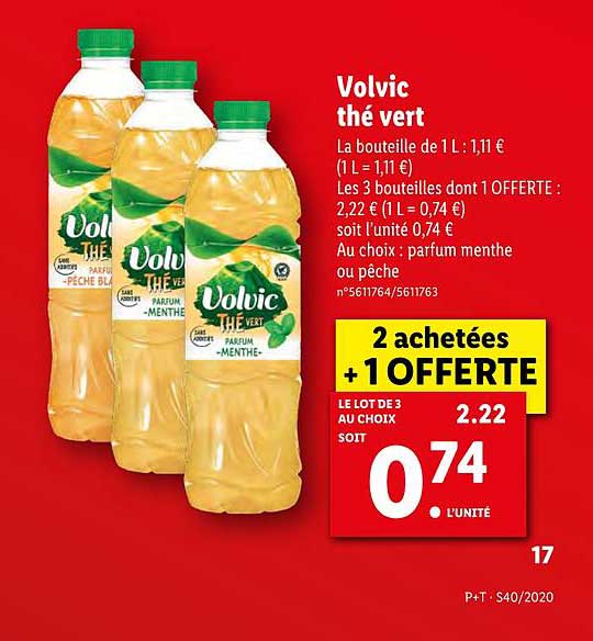 volvic thé vert 2 achetées + 1 offerte