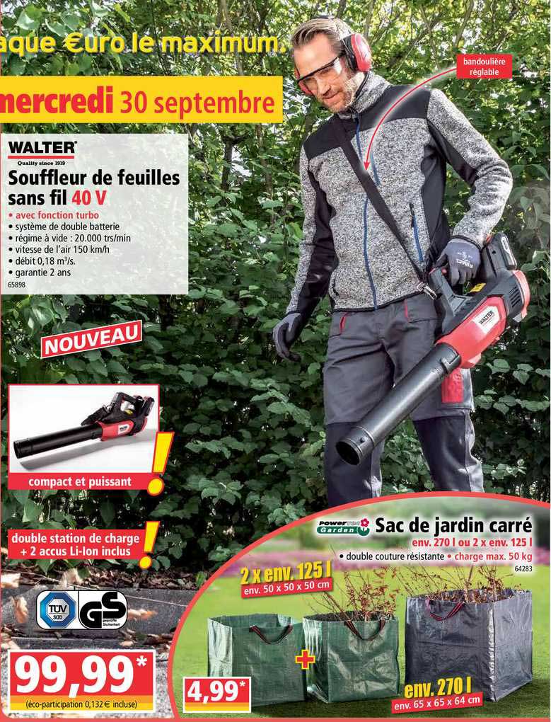 Walter Souffleur De Feuilles Sans Fil 40 V