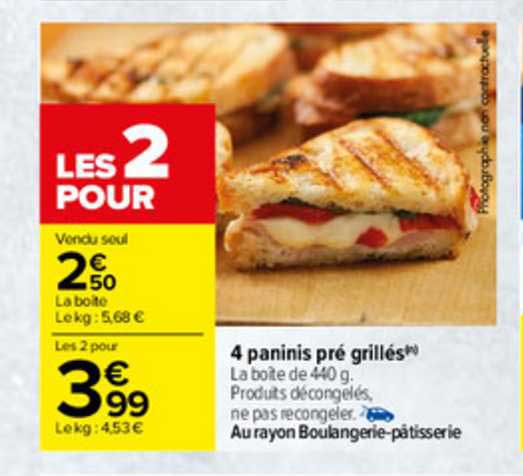 4 paninis pré grillés