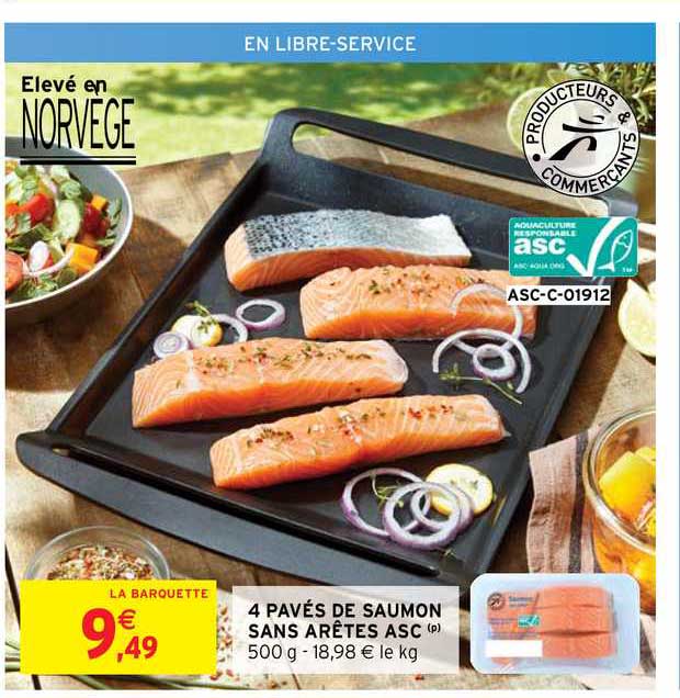 4 pavés de saumon sans arêtes asc