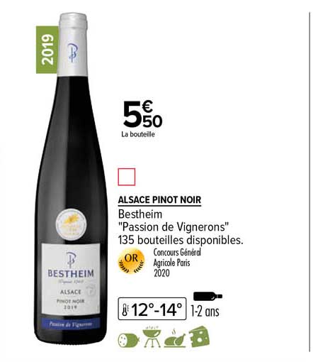 alsace pinot noir bestheim "passion de vignerons" 2019