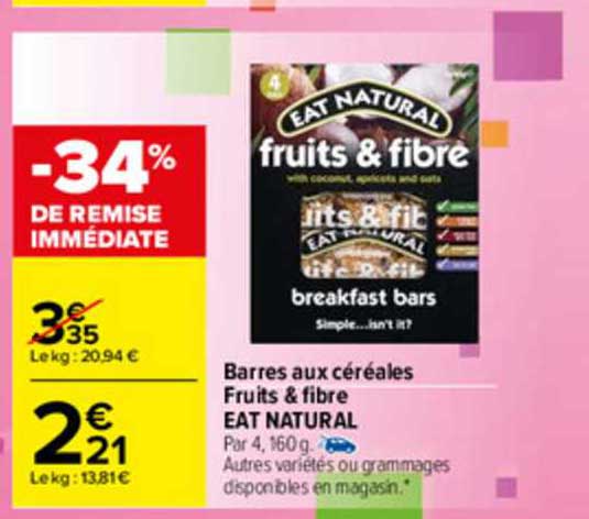 barres aux céréales fruits & fibre eat natural