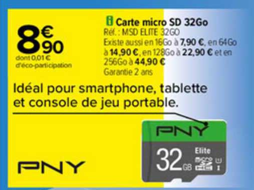 carte micro sd 32go pny