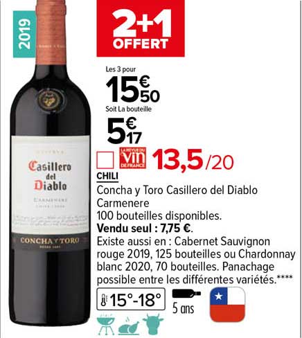 chili concha y toro casillero del diablo carmenere 2019