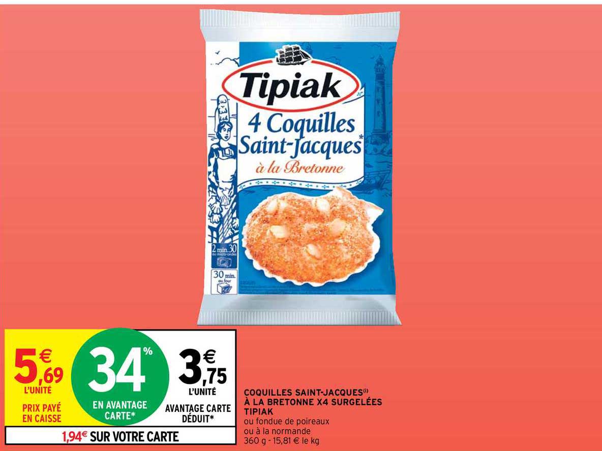 coquilles saint-jacques à la bretonne surgelées tipiak
