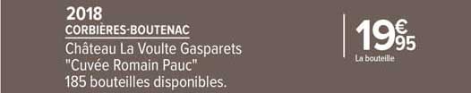 corbières-boutenac château la voulte gasparet 2018
