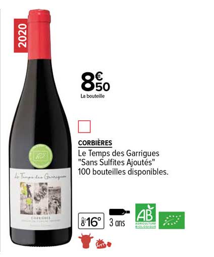 corbières le temps des garrigues "sans sulfites ajoutés"