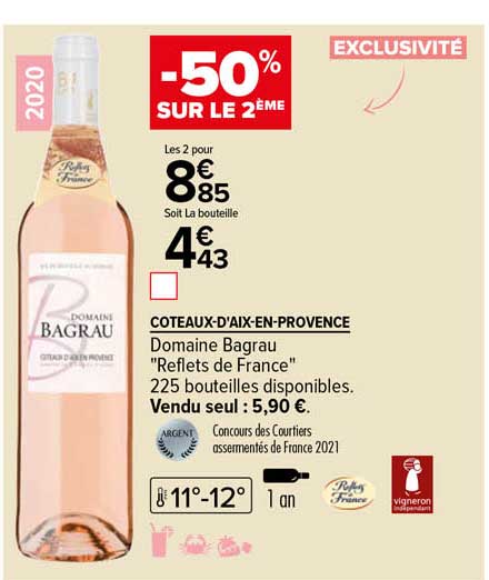 coteaux-varois-en-provence domaine bagrau "reflets de france" 2020