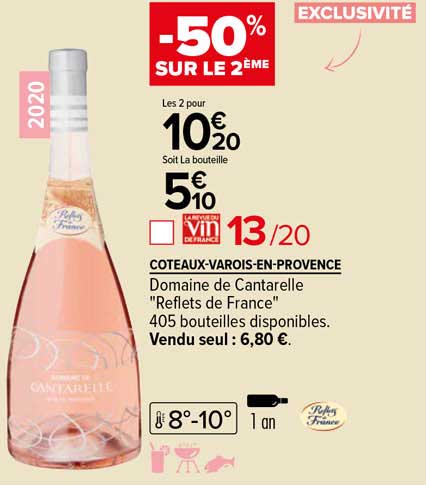 coteaux-varois-en-provence domaine de cantarelle "reflets de france" 2020