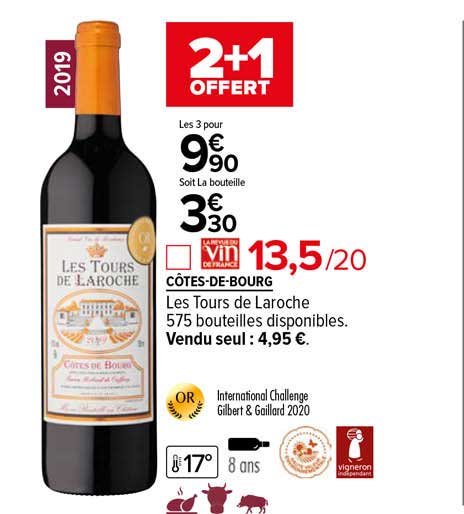 Côtes-de-bourg Les Tours De Laroche 2+1 Offert