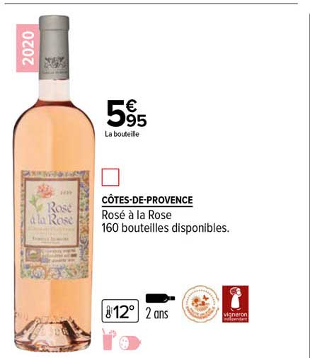 côtes-de-provence rosé à la rose 2020