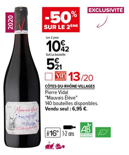 côtes-du-rhône-villages pierre vidal "mauvais élève"