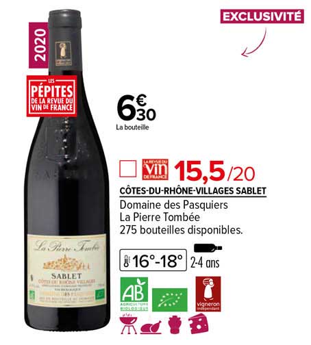 côtes-du-rhône-villages sablet domaine des pasquiers la pierre tombée 2020