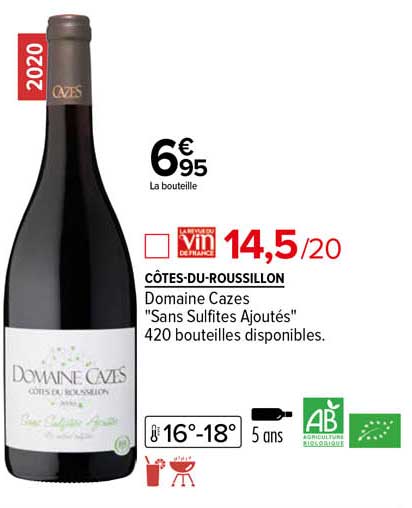 côtes-du-roussillon domaine cazes "sans sulfites ajoutés"