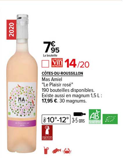 côtes-du-roussillon mas amiel "le plaisir rosé" 2020