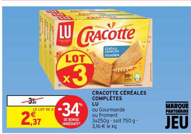 cracotte céréales complètes lu