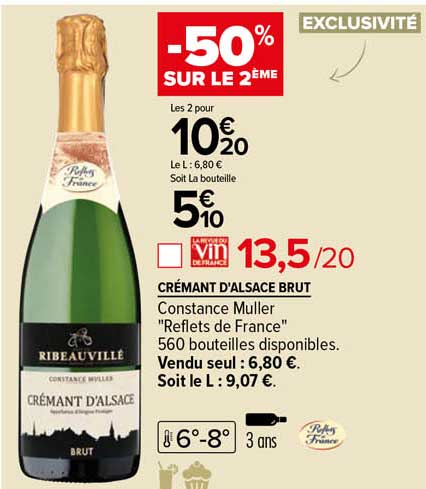 crémant d'alsace brut constance muller "reflets de france"
