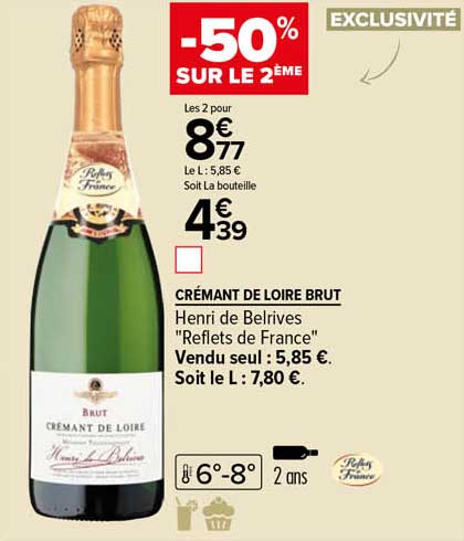 crémant de loire brut henri de belrives "reflets de france"