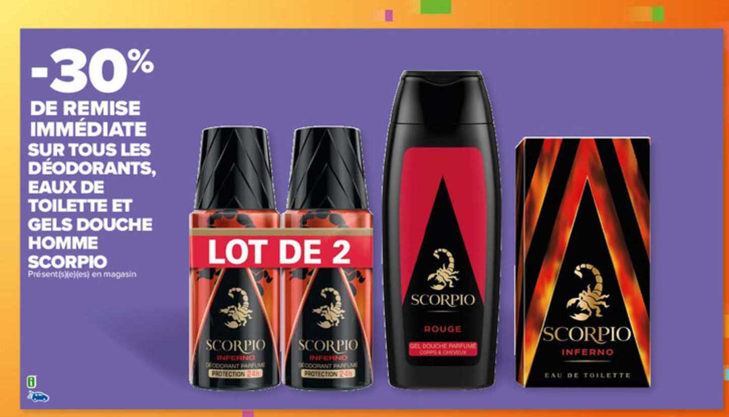 déodorants, eaux de toilette et gels douche homme scorpio