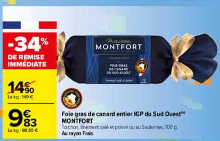 foie gras de canard entier igp du sud ouest montfort