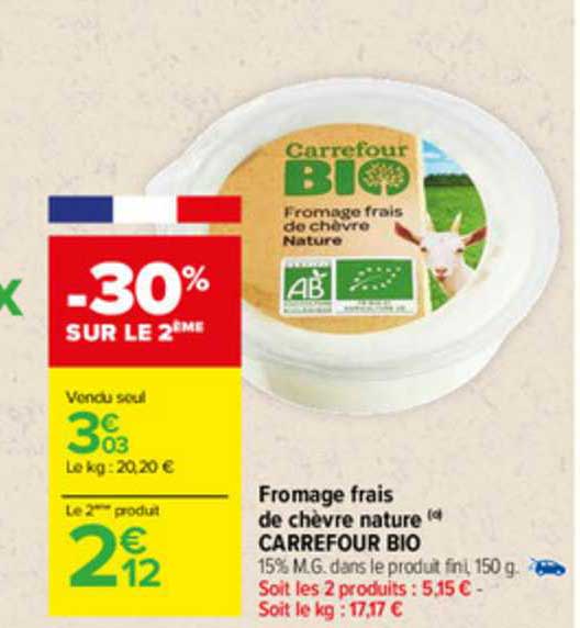 Fromage Frais De Chèvre Nature Carrefour Bio