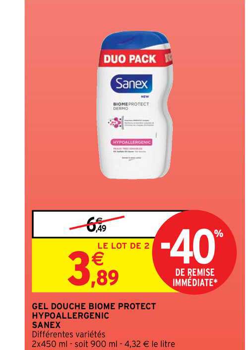gel douche biome protect hypoallergenic sanex
